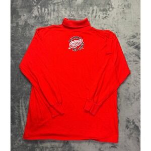 VTG Detroit Red Wings Hockey NHL Long Sleeve Turtleneck Shirt Red Team Rated L